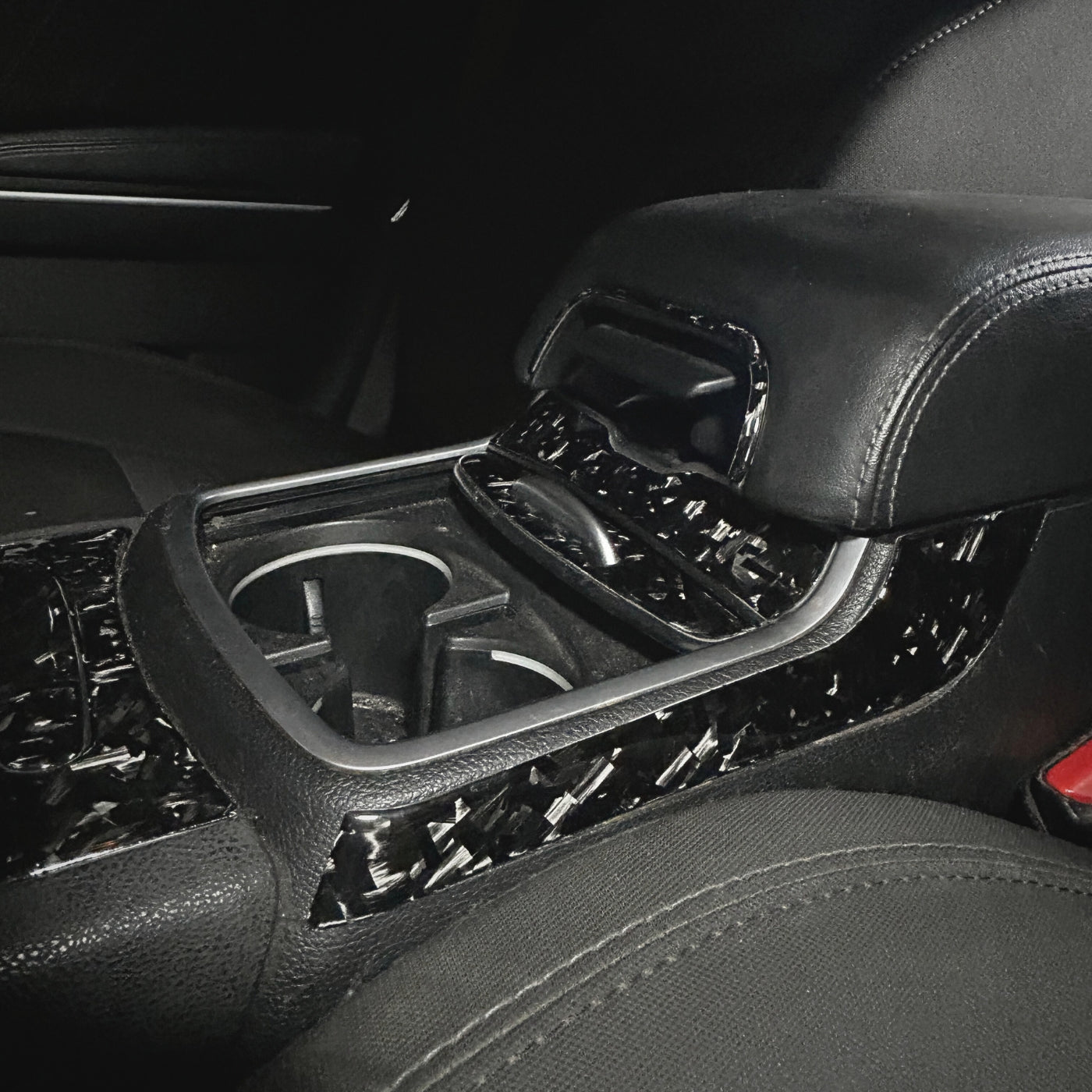 2015+ Charger Carbon Fiber Front & Rear Center Console Overlay