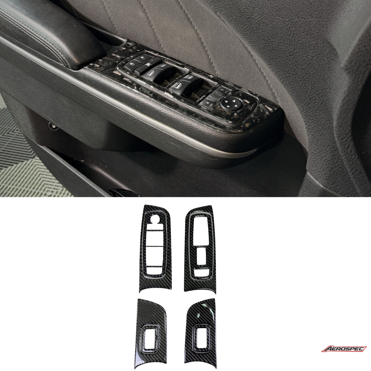 2015+ Dodge Charger Carbon Fiber Window Switch Overlays