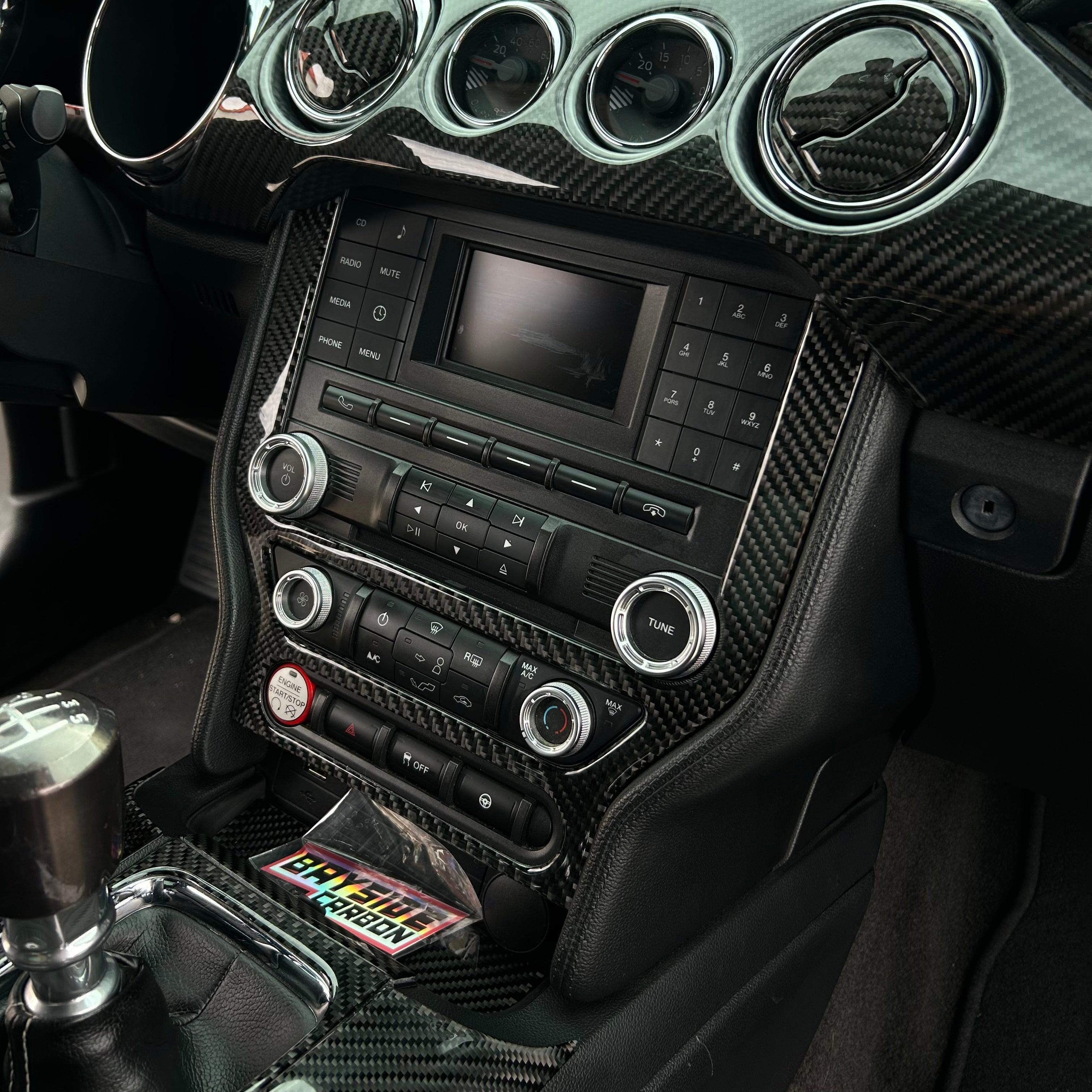 2015+ Mustang Carbon Fiber Infotainment Overlay
