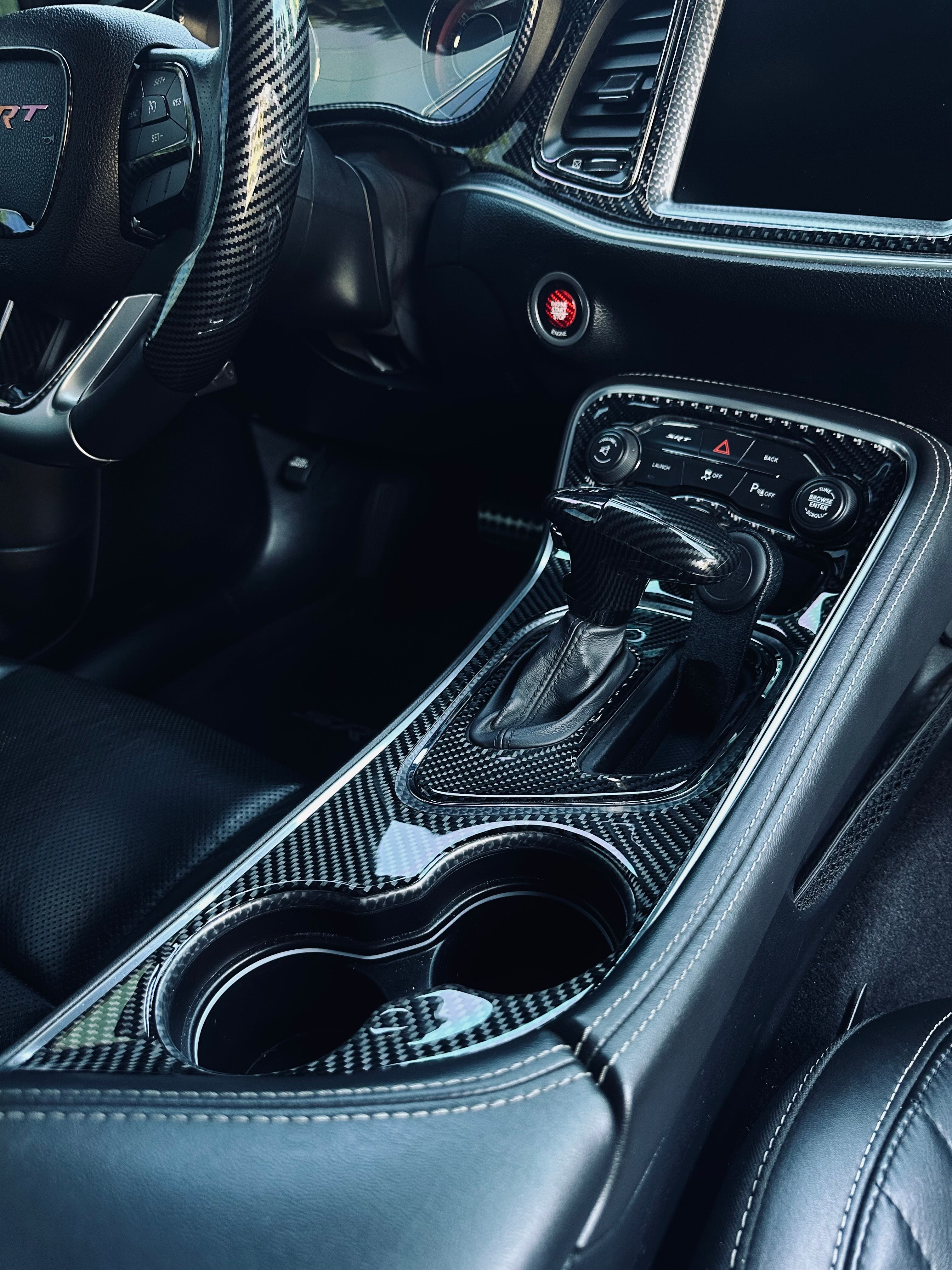 2015+ Challenger Carbon Fiber Center Console Overlay