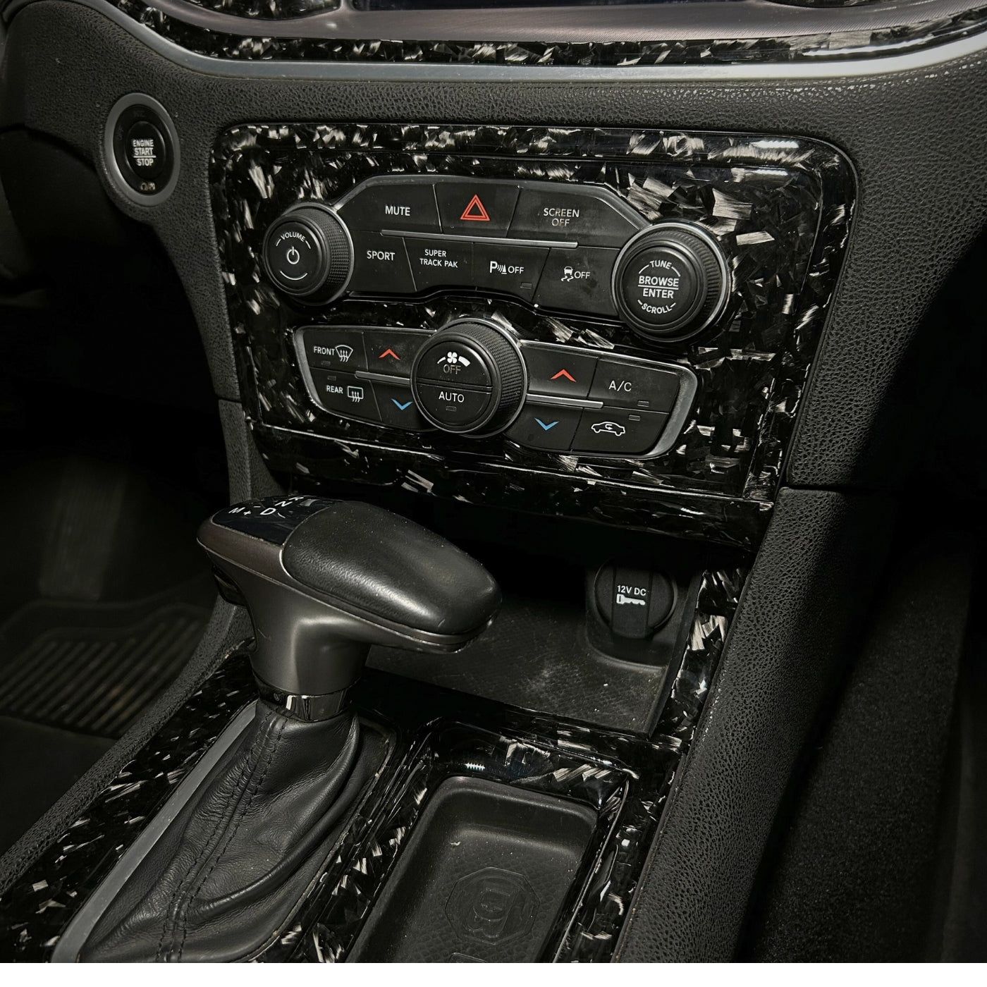 2015+ Charger Carbon Fiber Multimedia Radio Button Overlay